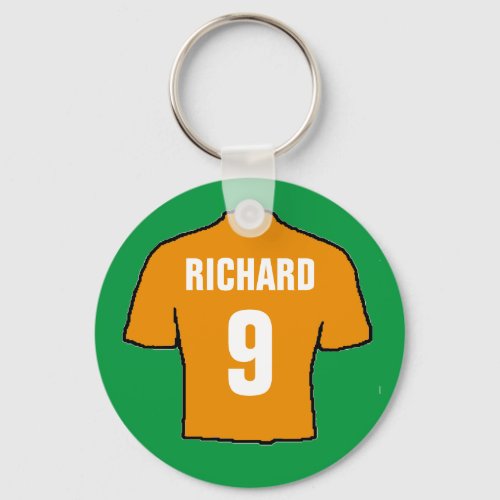 Football shirt design in old gold keychain