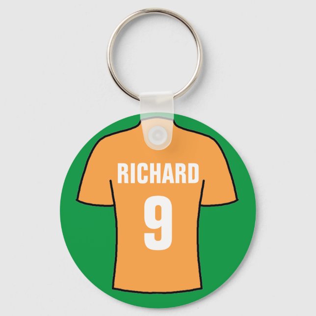 Football shirt design in old gold. keychain (Front)