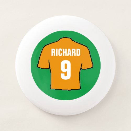 Football shirt design in old gold Wham_O frisbee