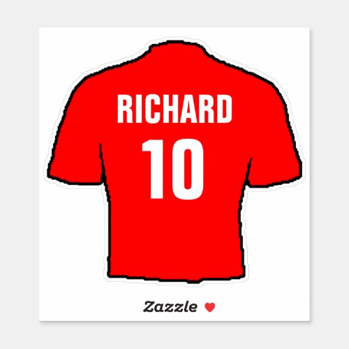 Football shirt design in red sticker