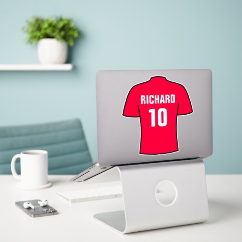 Football shirt design in red sticker
