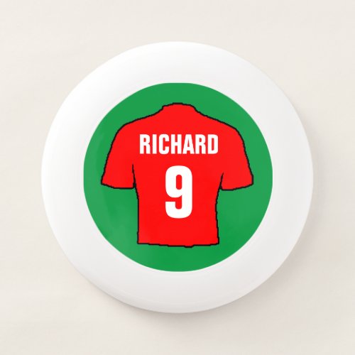 Football shirt design in red Wham_O frisbee