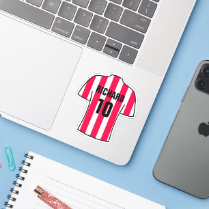 Football shirt design in Red & White Stripes Sticker