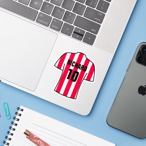 Football shirt design in Red  White Stripes Sticker
