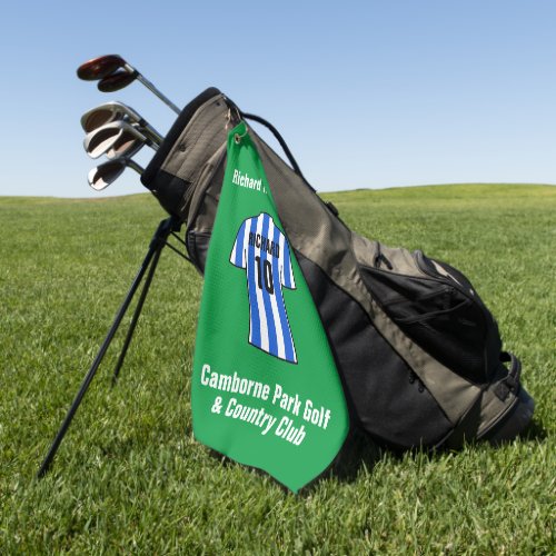 Football Shirt in Blue and White Stripes Golf Towel