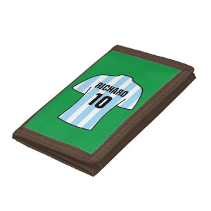 Football Shirt in Blue and White Stripes Tri-fold Wallet