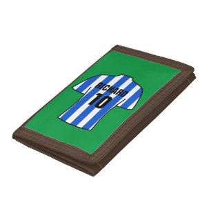 Football Shirt in Blue and White Stripes Trifold Wallet