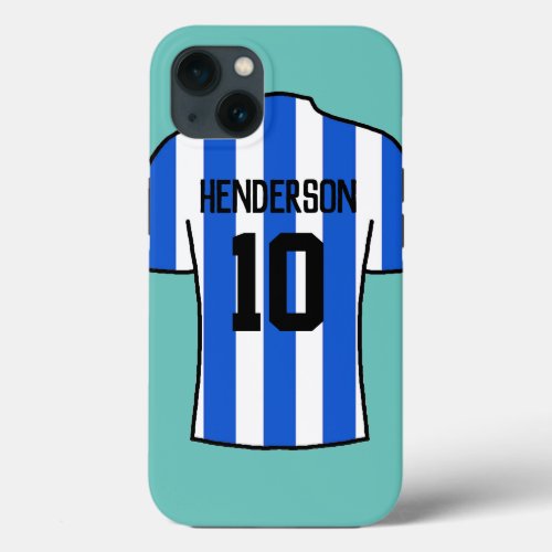 Football Shirt in Blue Stripes with Name  Number iPhone 13 Case