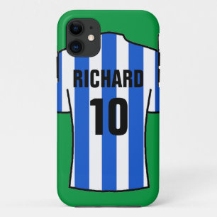 Football Shirt in Blue & White Stripes iPhone 11 Case