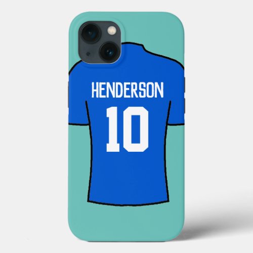 Football Shirt in Blue with Name and Number iPhone 13 Case