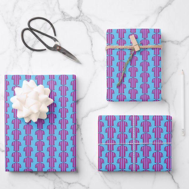 Football Shirt in Claret and Blue Wrapping Paper Sheets (Front)