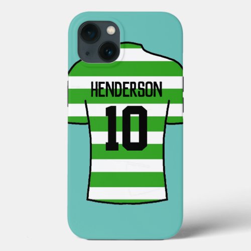 Football Shirt in Green Hoops with Name  Number iPhone 13 Case