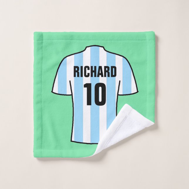 Football Shirt in Light Blue Stripes Wash Cloth (Wash Cloth)
