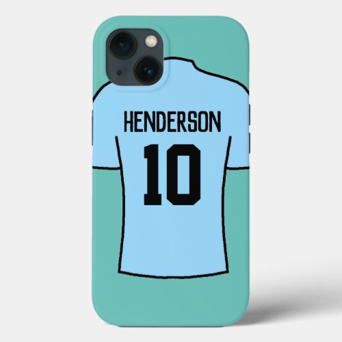 Football Shirt in Light Blue with Name and Number iPhone 13 Case