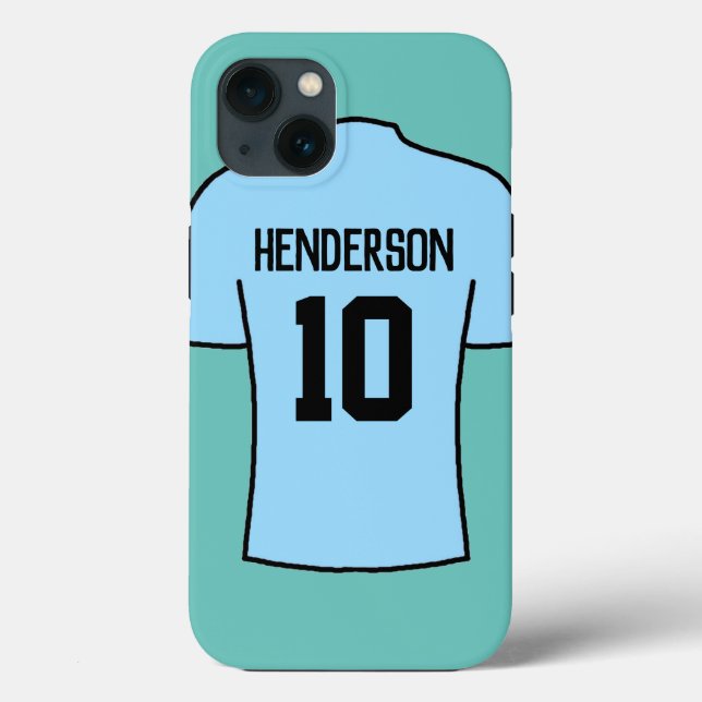 Football Shirt in Light Blue with Name and Number Case-Mate iPhone Case (Back)