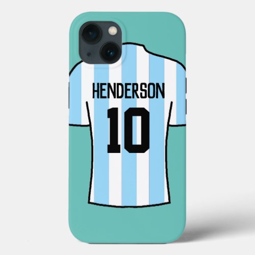 Football Shirt in Light Blue with Name and Number  iPhone 13 Case