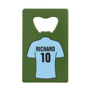 Football Shirt in Light Sky Blue Credit Card Bottle Opener