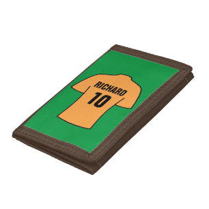 Football Shirt in Old Gold and Black Trifold Wallet