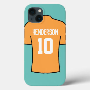 Football Shirt in Orange with Name and Number iPhone 13 Case