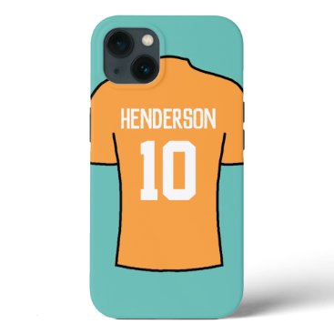 Football Shirt in Orange with Name and Number iPhone 13 Case