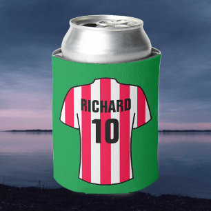 Football Shirt in Red and White Stripes Can Cooler
