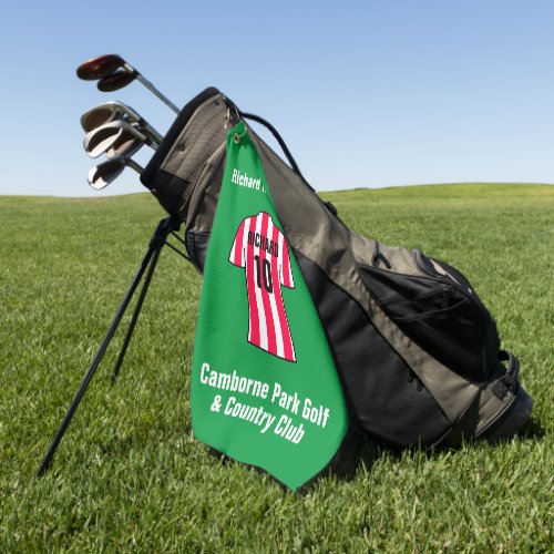 Football Shirt in Red and White Stripes Golf Towel