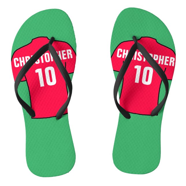 Football Shirt in Red Flip Flops (Footbed)