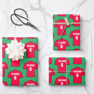 Football Shirt in Red Wrapping Paper Sheets