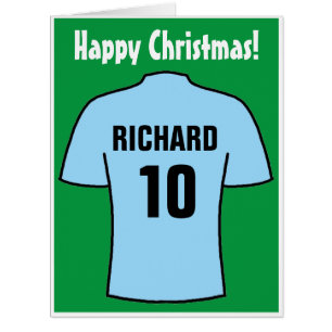 Football Shirt in Sky Blue Christmas Card
