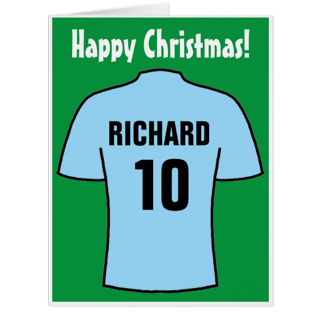 Football Shirt in Sky Blue Christmas Card (Front)