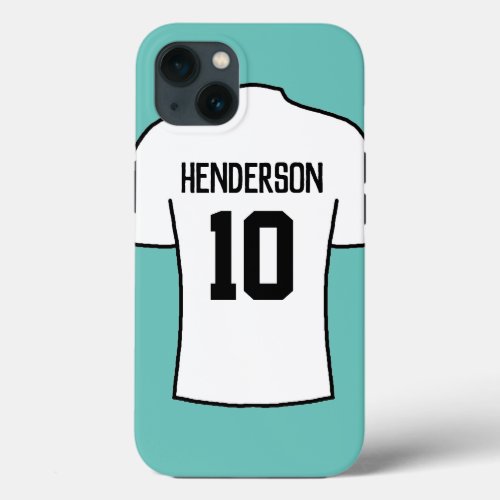 Football Shirt in White with Name and Number iPhone 13 Case