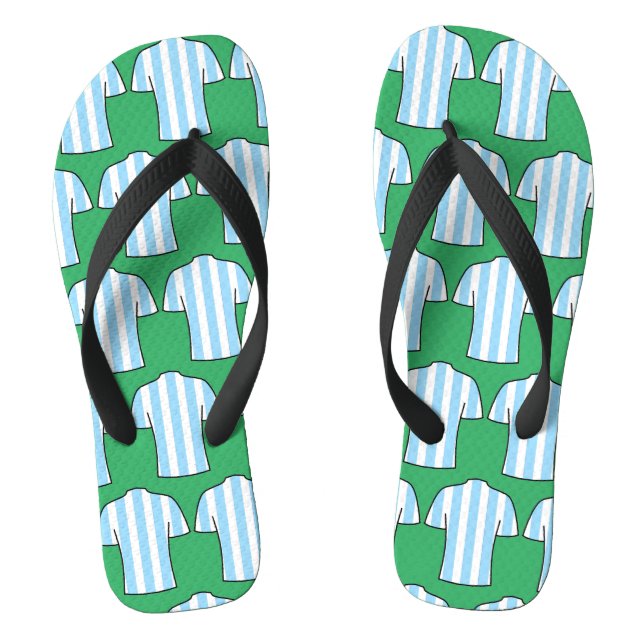 Football Shirts Design in Light Blue Stripes Flip Flops (Footbed)