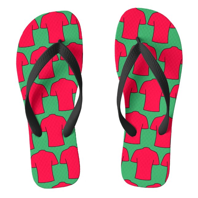 Football Shirts Design in Red Flip Flops (Footbed)