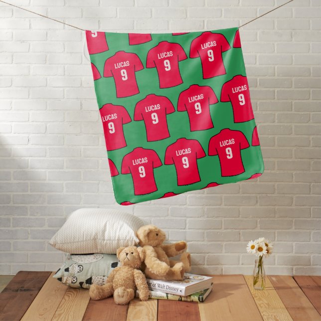Football Shirts Pattern in Red Baby Blanket (In Situ)
