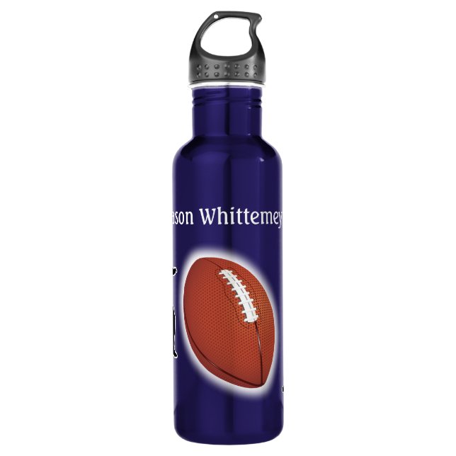 Football Silhouetted Players and Ball personalize Stainless Steel Water Bottle (Front)