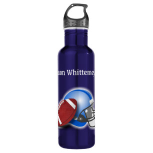 Football Silhouetted Players and Ball personalize Stainless Steel Water Bottle