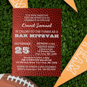 Football Silver Bar Mitzvah Invitation