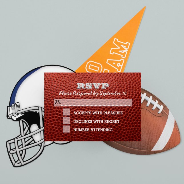 Football Silver Bar Mitzvah RSVP Card (Creator Uploaded)