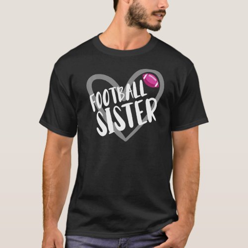 Football Sister Heart T_Shirt