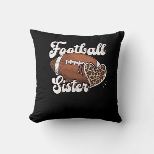 Football Sister Leopard Tee Ball Mothers Day Leop Throw Pillow