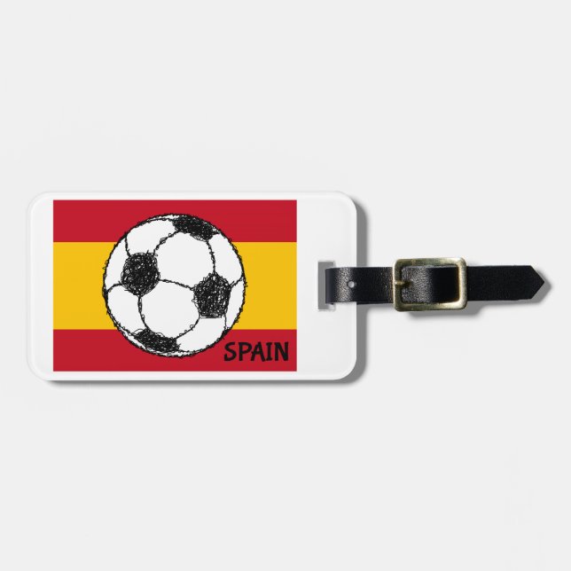 Football Sketch, Spain Luggage Tag (Front Horizontal)