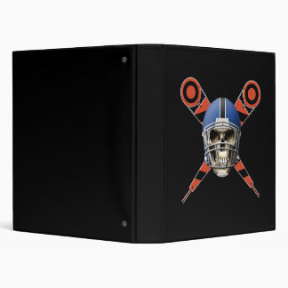 Football Skull with Helmet and Yard Markers 3 Ring Binder