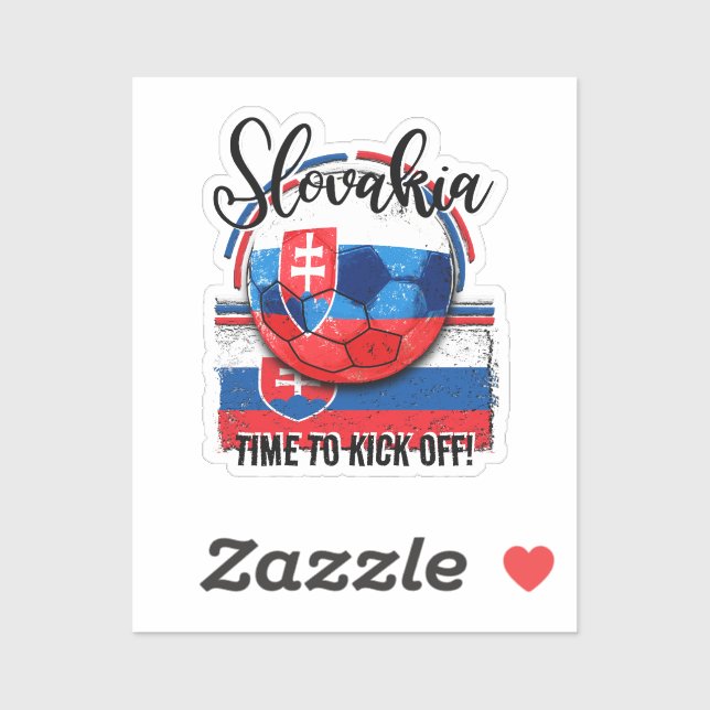 Football Slovakia Flag, Soccer White Blue Red Sticker (Sheet)