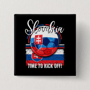 Football Slovakia Flag, Vintage Soccer Ball Button