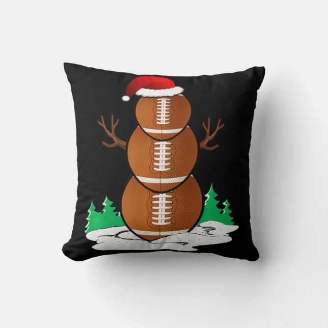Football Snowman Balls Christmas Pajama Gifts Men  Throw Pillow (Front)