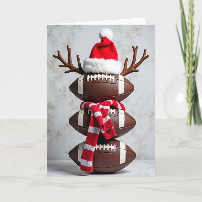 Football Snowman Christmas Card (Front)