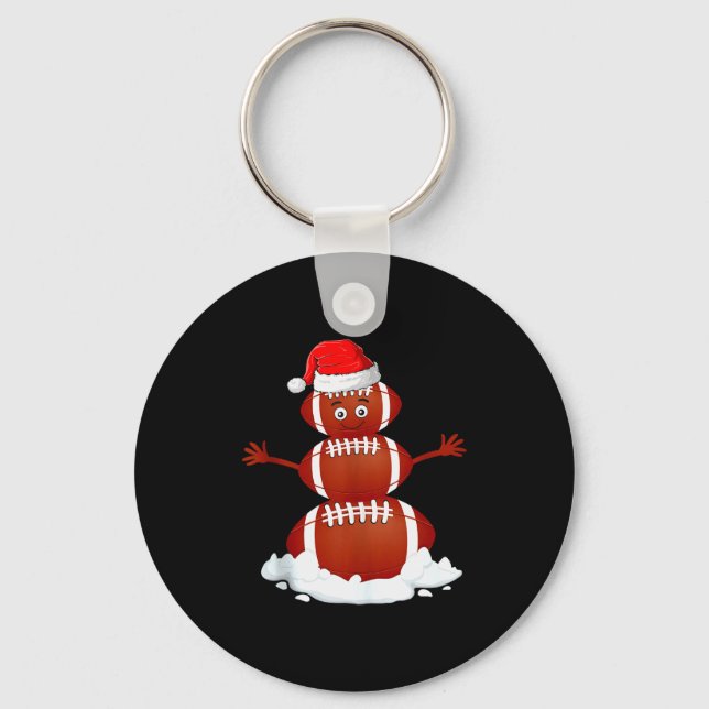 Football Snowman Xmas Holiday Srts Player Funny Ch Keychain (Front)