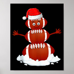Football Snowman Xmas Holiday Srts Player Funny Ch Poster