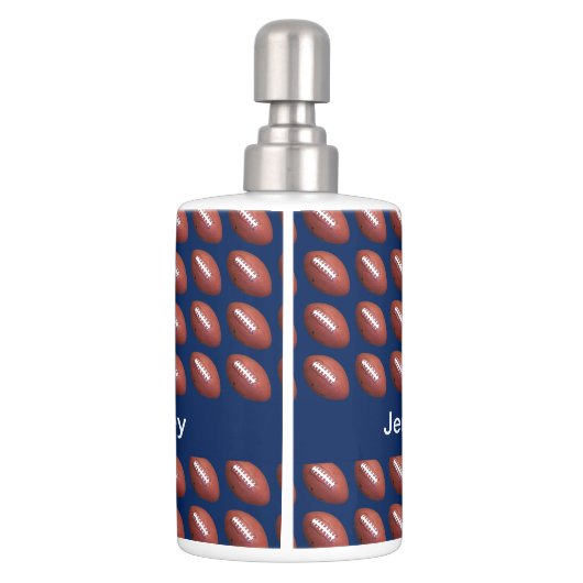 Football Soap Dispenser and Toothbrush Holder Set (Back)