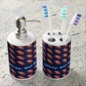 Football Soap Dispenser and Toothbrush Holder Set (Front)